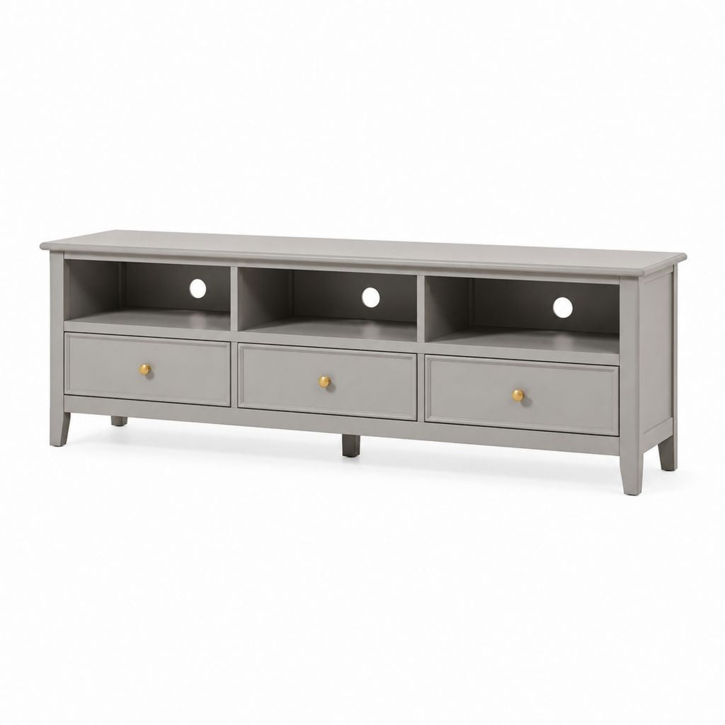 Mobile TV grigio in MDF rettangolare con 3 cassetti e passacavi 150 x 40 x 60 cm