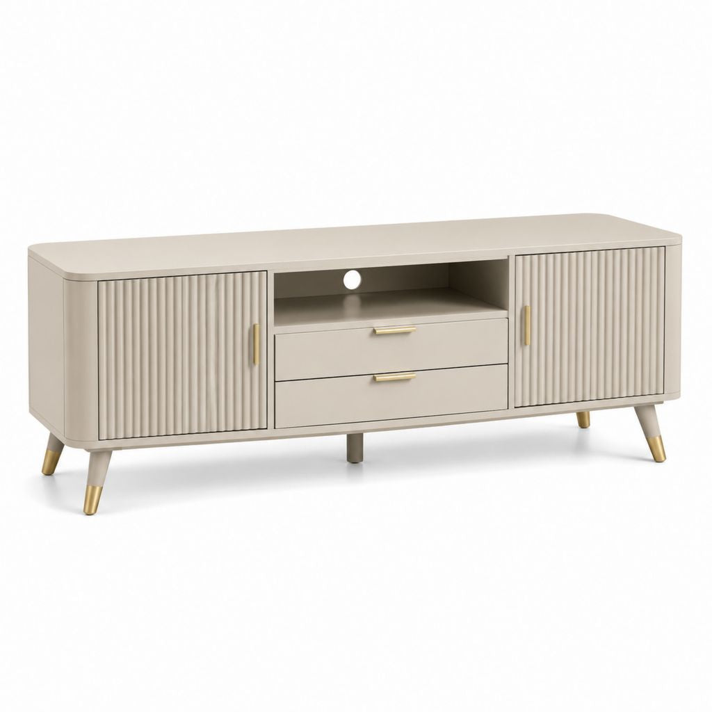 Mobile TV rettangolare 2 ante 2 cassetti beige in MDF 180 x 40 x 65 cm