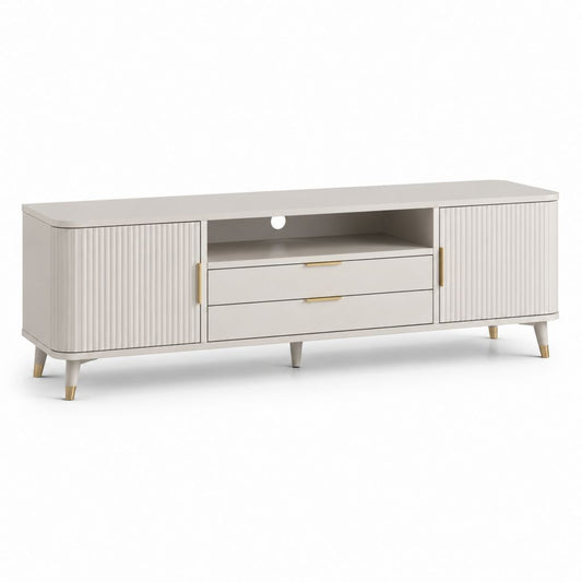 Mobile TV con 2 ante e 2 cassetti crema in MDF rettangolare 180 x 40 x 55 cm