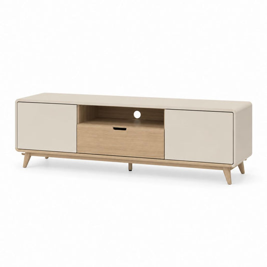 Mobile porta TV basso beige e rovere in MDF 180 x 40 x 50 cm
