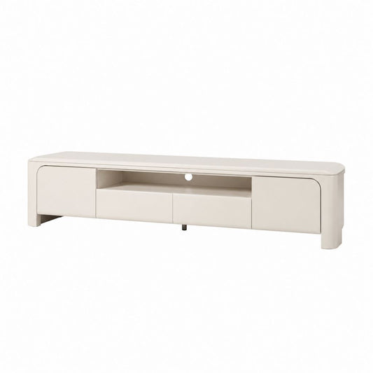 Mobile TV bianco in MDF laccato con 2 ante 2 cassetti e vano cavi 180 x 40 x 45 cm