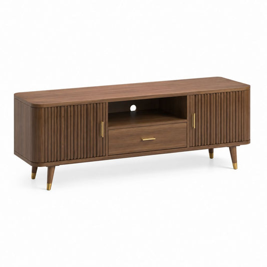 Mobile TV rettangolare in MDF impiallacciato noce 160 x 40 x 60 cm