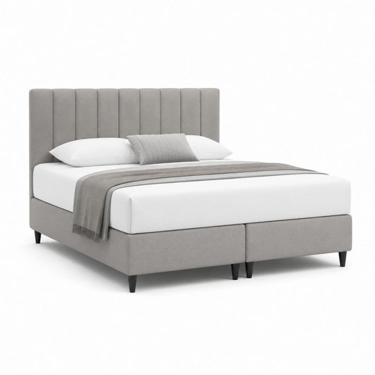 Letto matrimoniale a molle imbottito grigio in poliestere 160 x 200 cm