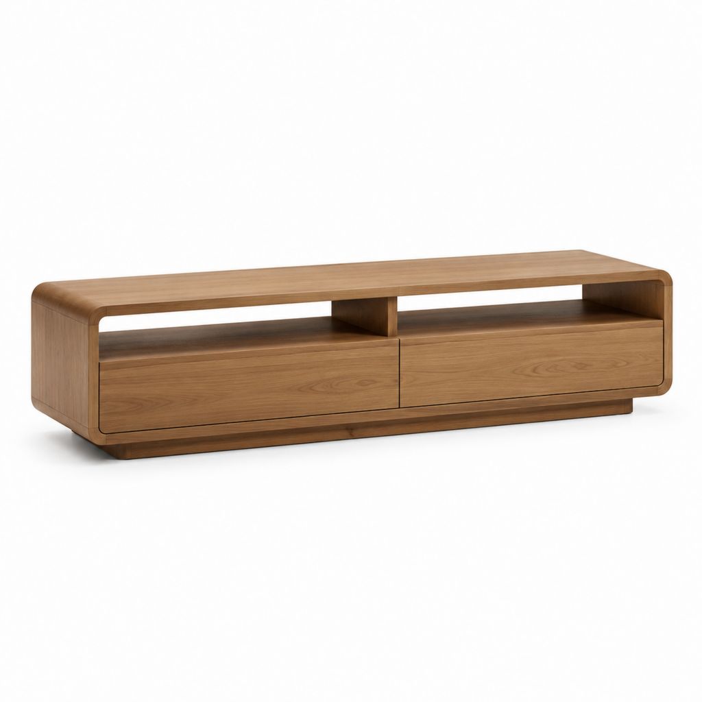 Mobile TV basso in noce MDF impiallacciato con 2 ante 180 x 40 x 50 cm