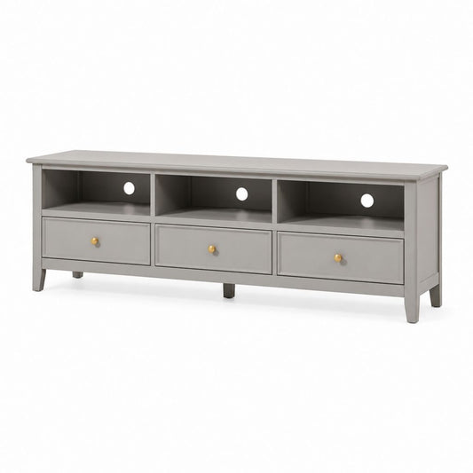 Mobile TV grigio in MDF rettangolare con 3 cassetti e passacavi 150 x 40 x 60 cm