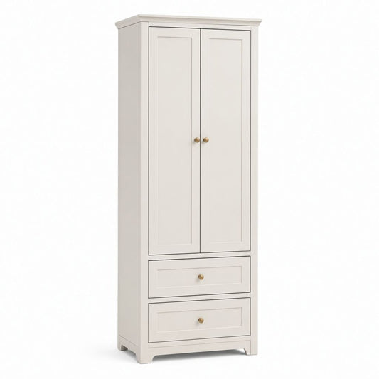 Armadio guardaroba 2 ante con 2 cassetti bianco in MDF 80 x 50 x 190 cm